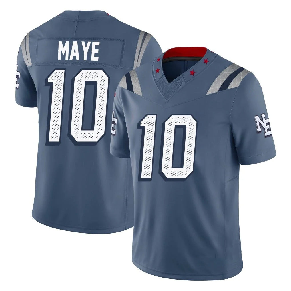 NE.Patriots #10 Drake Maye Player Blue Limited Rivalries Collection Home Game Odoa Stitched Jerseys