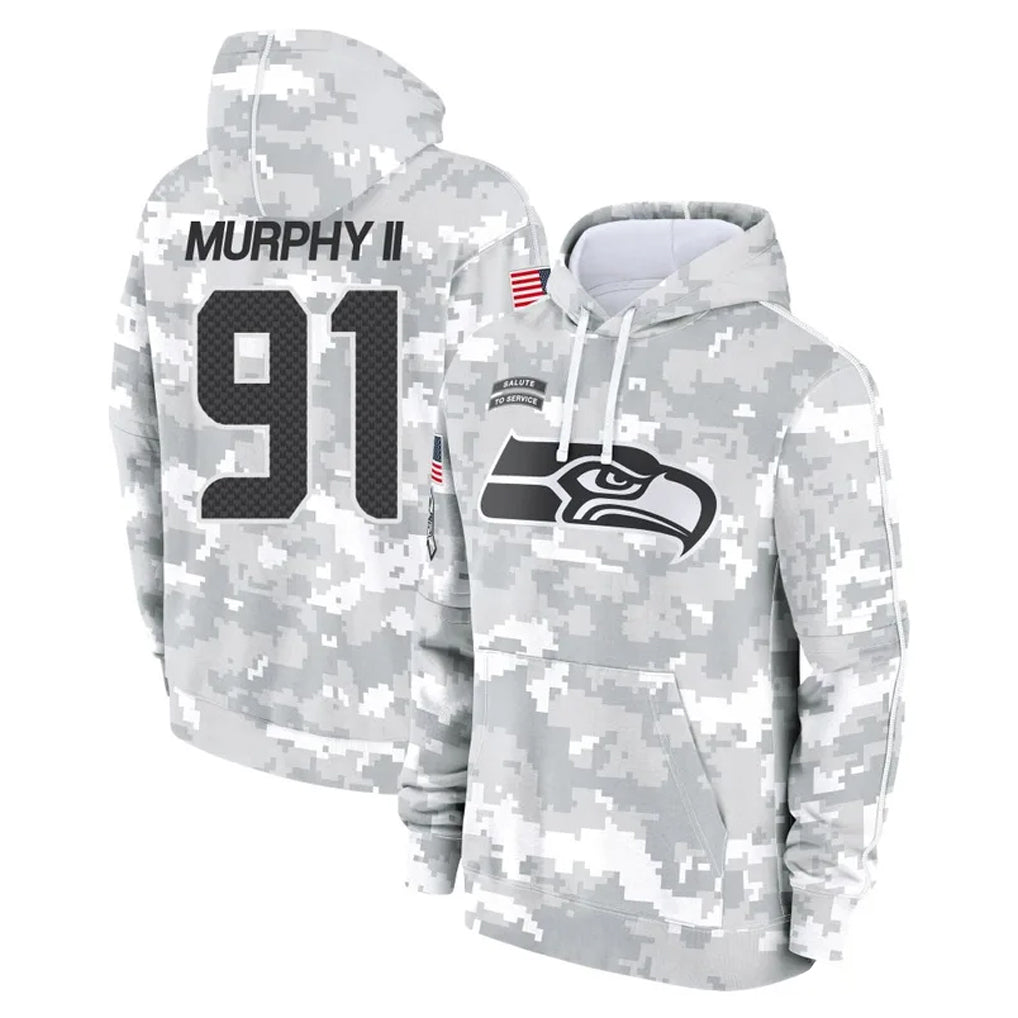 S.Seahawks #91 Byron Murphy II Player Arctic Camo Limited Salute to Service Pullover Hoodies Game Odoa Stitched Jerseys