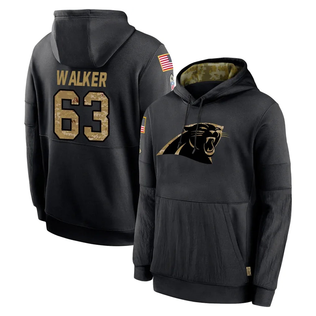 C.Panthers #63 Rasheed Walker Player Black Salute to Service Pullover Hoodies Limited Game Odoa Stitched Jerseys