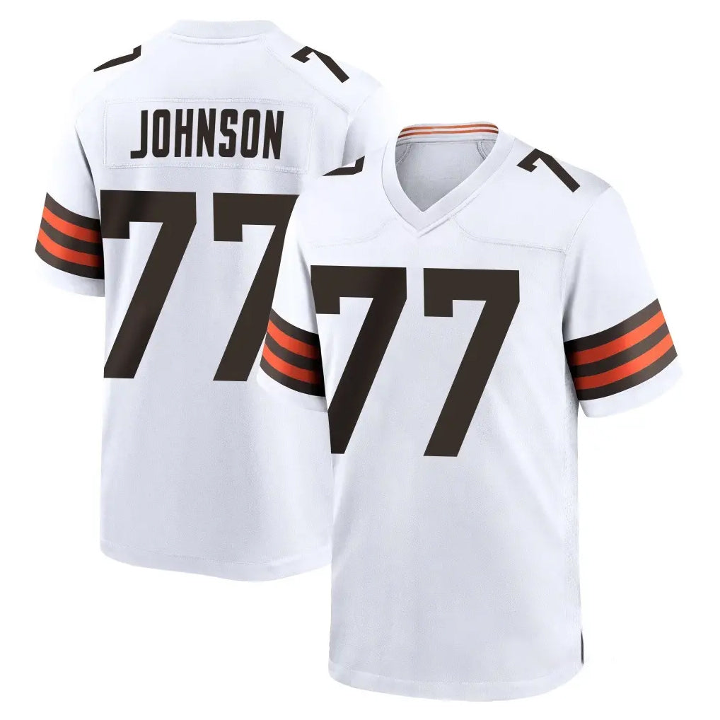 C.Browns #77 Zion Johnson Player White Home Game Odoa Stitched Jerseys