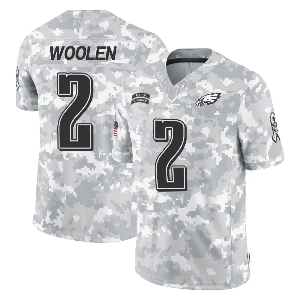 P.Eagles #2 Riq Woolen Player Arctic Camo Salute to Service Limited Game Odoa Stitched Jerseys