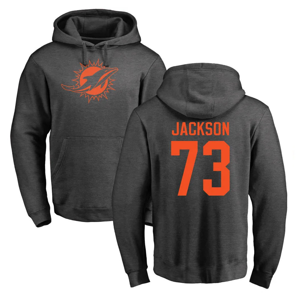 M.Dolphins #73 Austin Jackson Player Darkgray Pullover Hoodies Limited Odoa Stitched Jerseys