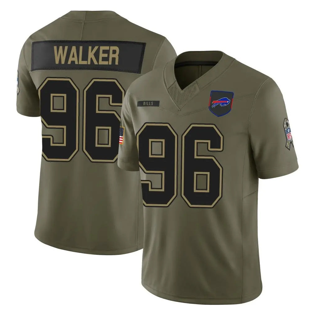 B.Bills #96 Deone Walker Player Olive Salute To Service Limited Game Odoa Stitched Jerseys