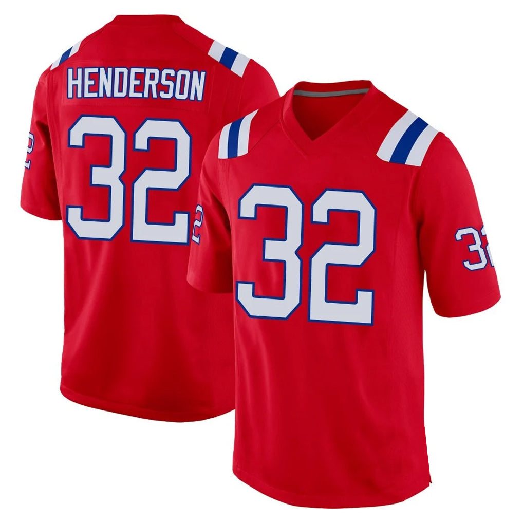 NE.Patriots #32 TreVeyon Henderson Player Red Home Game Odoa Stitched Jerseys