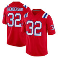 NE.Patriots #32 TreVeyon Henderson Player Red Home Game Odoa Stitched Jerseys
