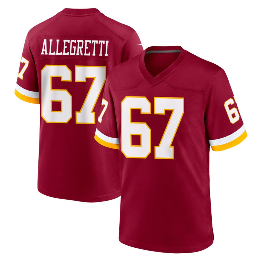 W.Commanders #67 Nick Allegretti Player Burgundy Game Home Odoa Stitched Jerseys