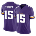 M.Vikings #15 Dallas Turner Player Purple Limited Vapor F.U.S.E. Home Game Odoa Stitched Jerseys