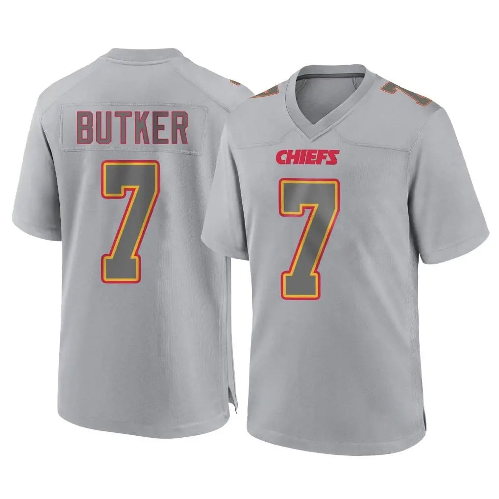 KC.Chiefs #7 Harrison Butker Player Gray Atmosphere Fashion Game Odoa Stitched Jerseys