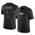 P.Eagles #1 Jalen Hurts Player Black Reflective Limited Home Game Odoa Stitched Jerseys