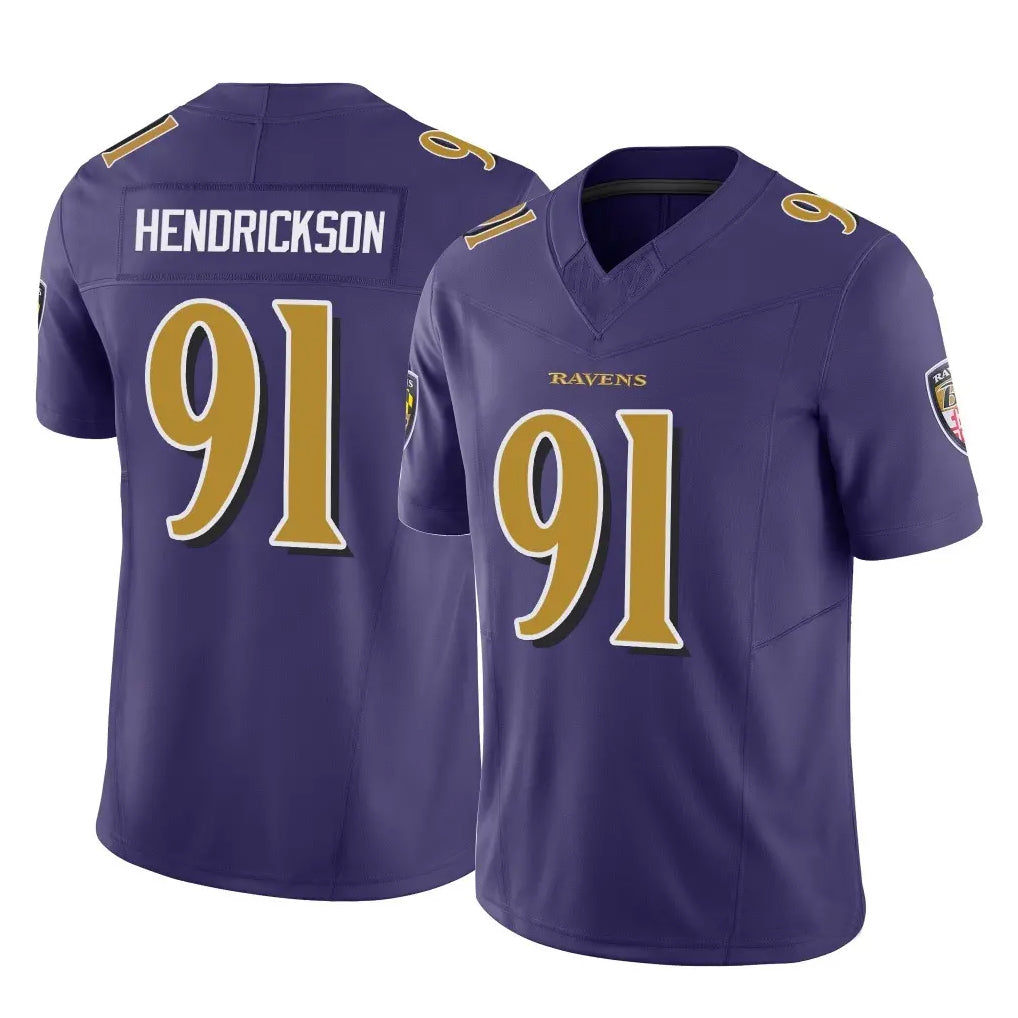 B.Ravens #91 Trey Hendrickson Player Purple Vapor F.U.S.E. Limited Game Odoa Stitched Jerseys
