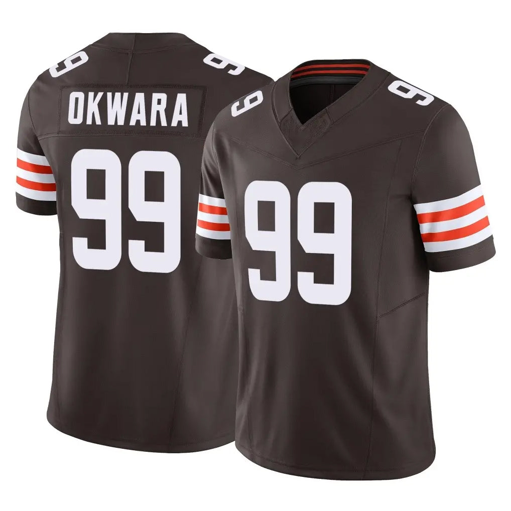 C.Browns #99 Julian Okwara Player Brown Vapor F.U.S.E. Limited Home Game Odoa Stitched Jerseys