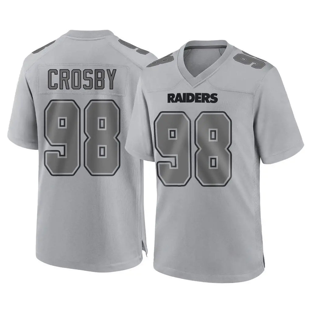 LV.Raiders #98 Maxx Crosby Player Gray Atmosphere Fashion Limited Game Odoa Stitched Jerseys