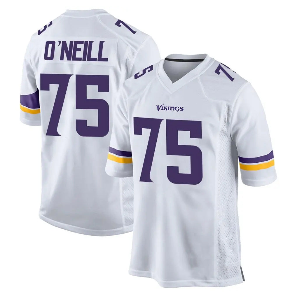 M.Vikings #75 Brian O'Neill Player White Home Game Odoa Stitched Jerseys