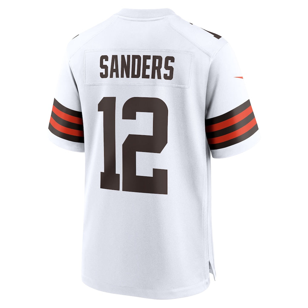 Odoa C.Browns #12 Shedeur Sanders White 2025 NFL Draft Game Jersey