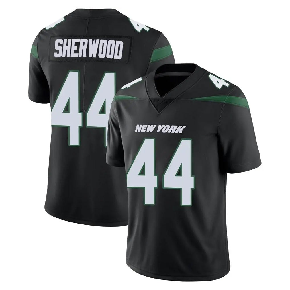 NY.Jets #44 Jamien Sherwood Player Stealth Black Limited Vapor Home Game Odoa Stitched Jerseys