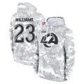 LA.Rams #23 Kyren Williams Player Arctic Camo Salute to Service Hoodies Limited Game Odoa Stitched Jerseys
