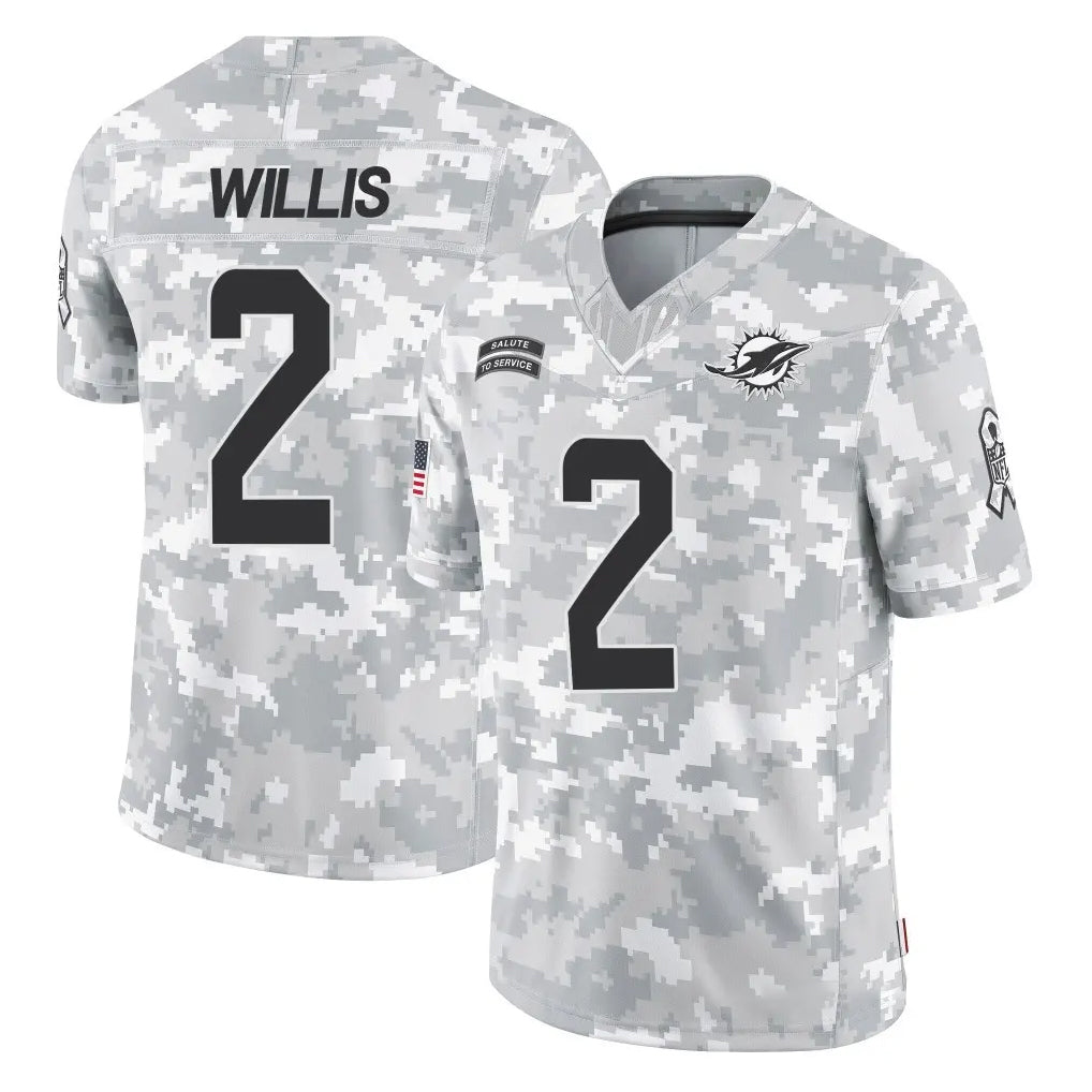 M.Dolphins #2 Malik Willis Player Arctic Camo Salute To Service Limited Game Odoa Stitched Jerseys