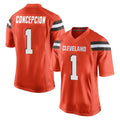 C.Browns #1 KC Concepcion Player Orange Home Game Odoa Stitched Jerseys