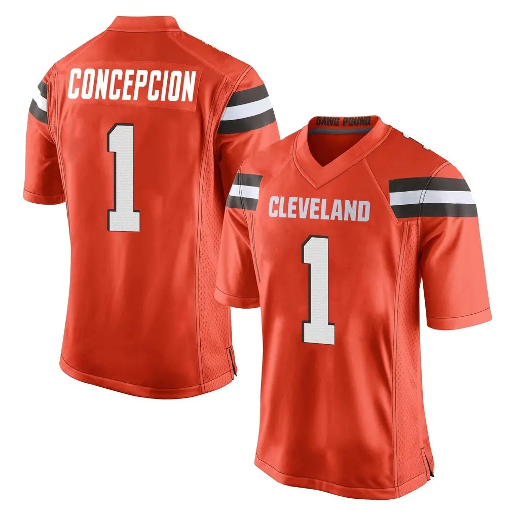 C.Browns #1 KC Concepcion Player Orange Home Game Odoa Stitched Jerseys