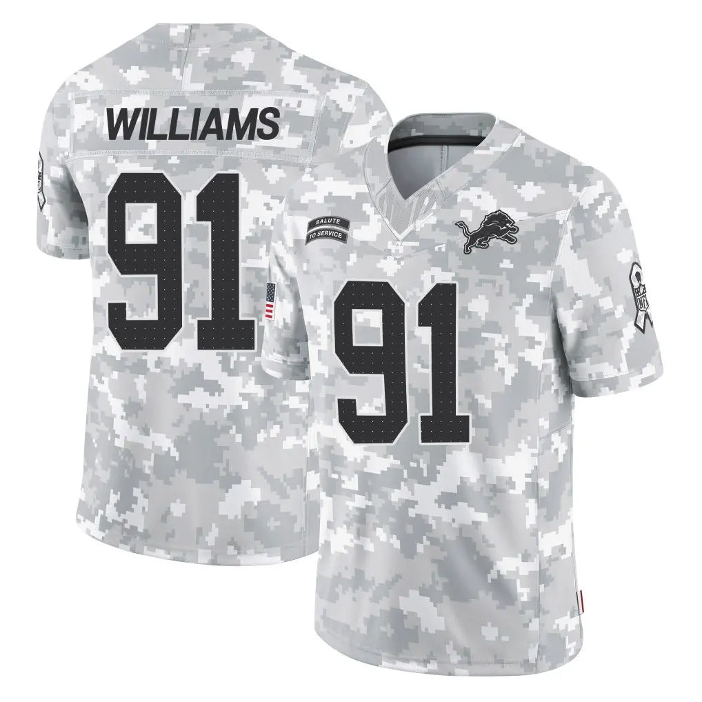 D.Lions #91 Tyleik Williams Player Arctic Camo Salute To Service Limited Odoa Stitched Jerseys