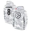 P.Steelers #8 Aaron Rodgers Player Arctic Camo Limited Salute to Service Pullover Hoodies Game Odoa Stitched Jerseys