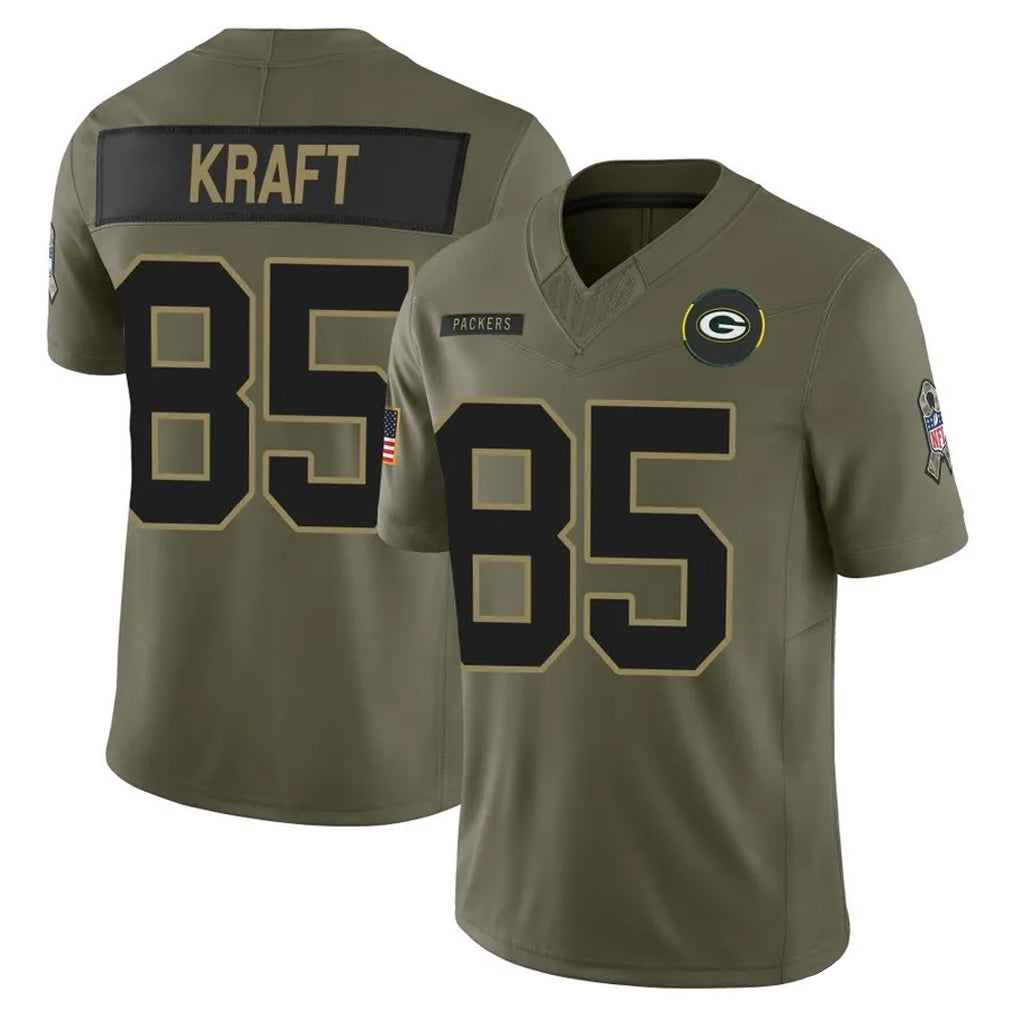 GB.Packers #85 Tucker Kraft Player Olive 2025 Salute To Service Limited Home Game Odoa Stitched Jerseys