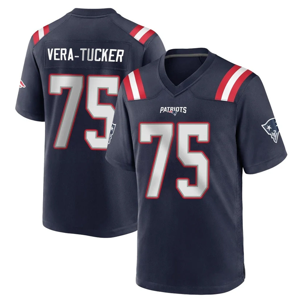 NE.Patriots #75 Alijah Vera-Tucker Player Navy Home Game Odoa Stitched Jerseys