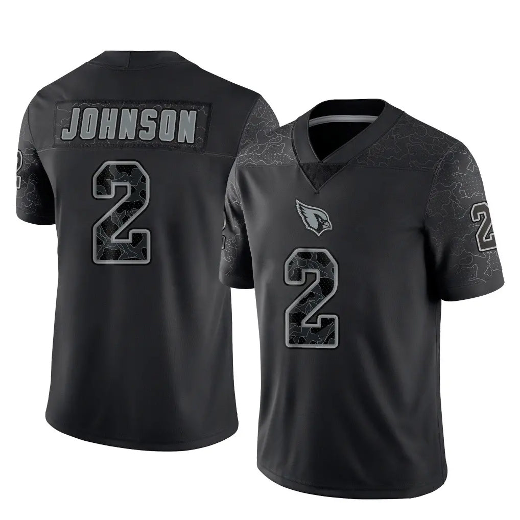 A.Cardinals #2 Will Johnson Player Black RFLCTV Limited Home Game Qdoa Stitched Jerseys