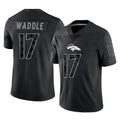 D.Broncos #17 Jaylen Waddle Player Black Reflective Limited Odoa Stitched Jerseys