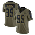 NO.Saints #99 Chase Young Player Olive Salute To Service Limited Game Odoa Stitched Jerseys