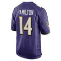 B.Ravens #14 Kyle Hamilton Player Purple Alternate Game Home Odoa Stitched Jerseys