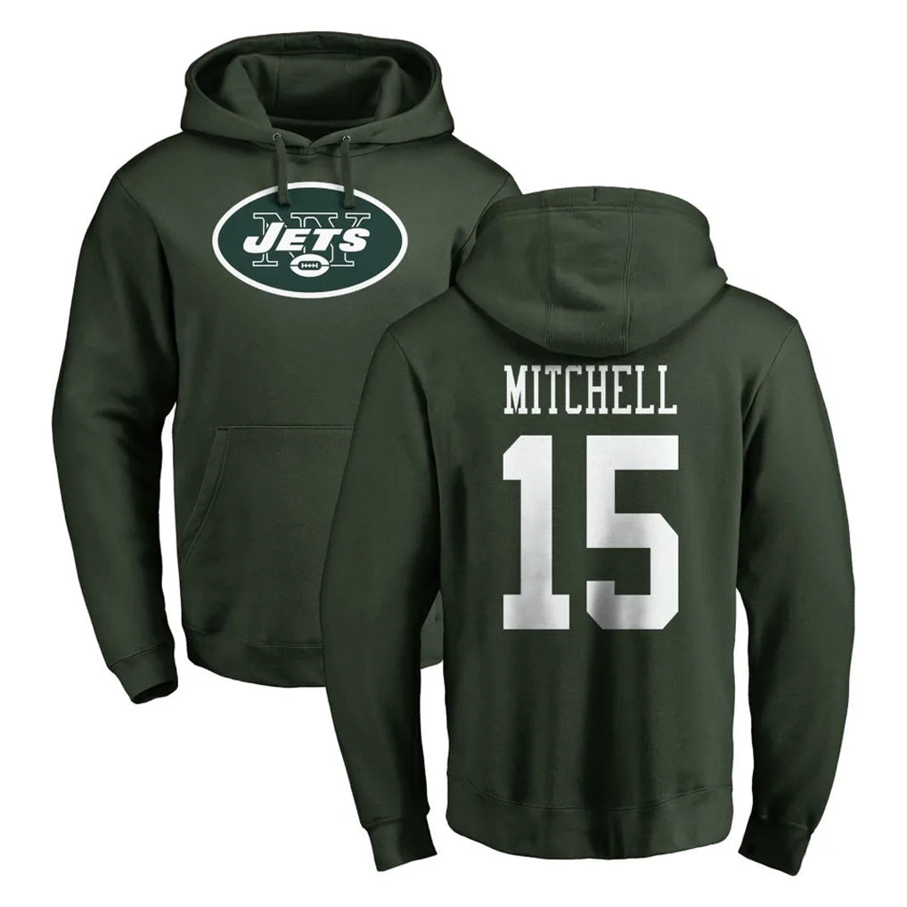 NY.Jets #15 Adonai Mitchell Player Green LOGO Pullover Hoodies Limited Game Odoa Stitched Jerseys