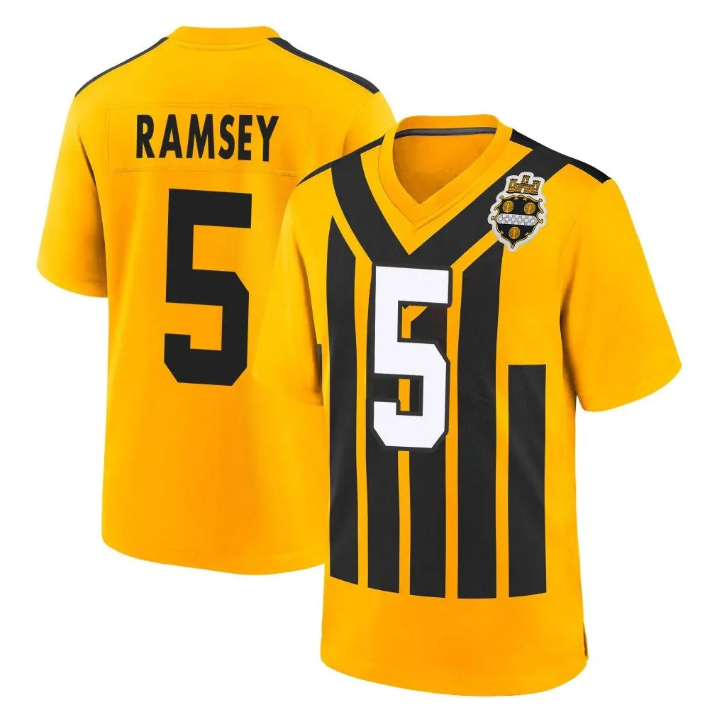 P.Steelers #5 Jalen Ramsey Player Gold Limited 1933 Throwback Home Game Odoa Stitched Jerseys