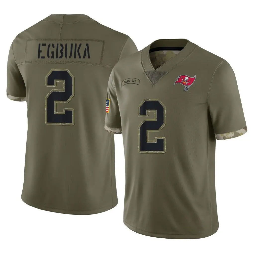TB.Buccaneers #2 Emeka Egbuka Player Olive Limited Salute To Service Home Game Odoa Stitched Jerseys