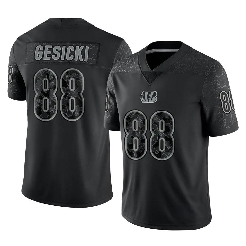 C.Bengals #88 Mike Gesicki Player Black Reflective Limited Game Odoa Stitched Jerseys