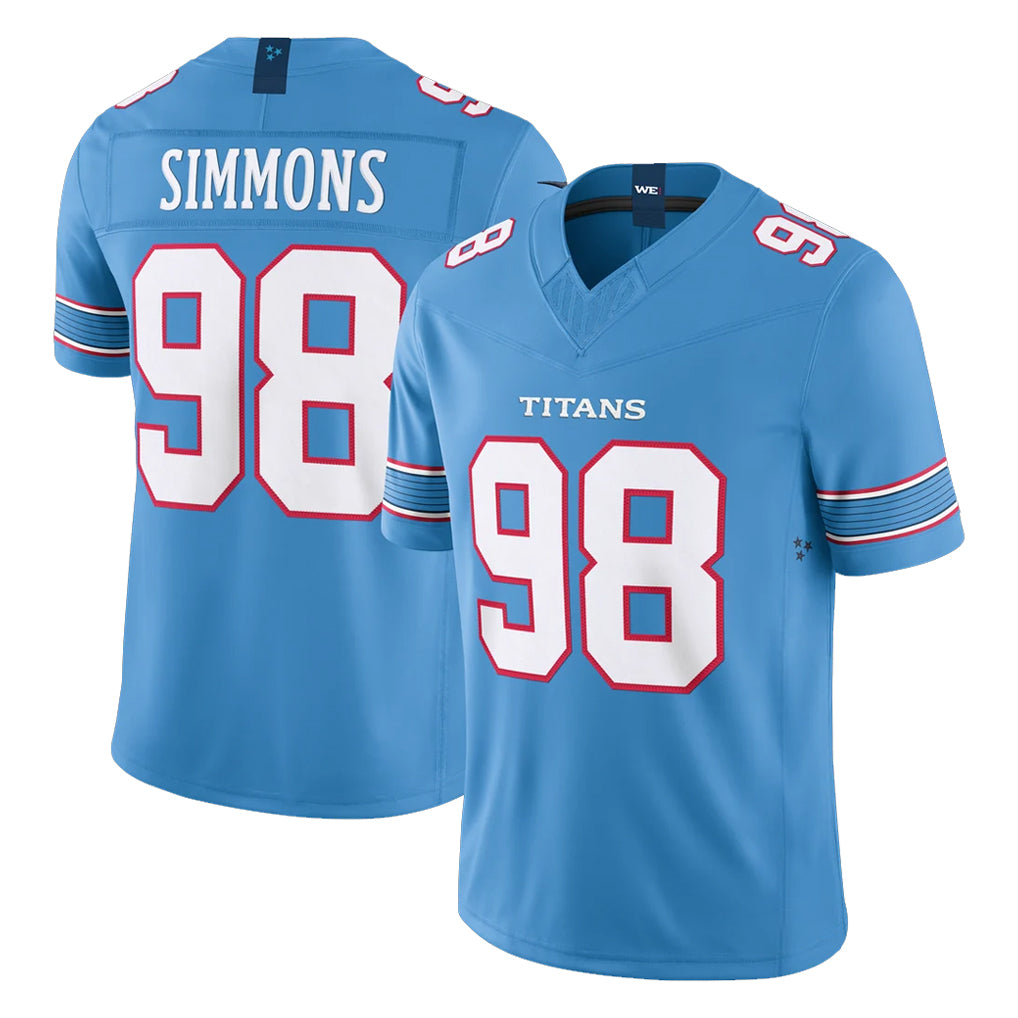 T.Titans #98 Jeffery Simmons Player Light Blue Team Vapor F.U.S.E. Limited Home Game Odoa Stitched Jerseys