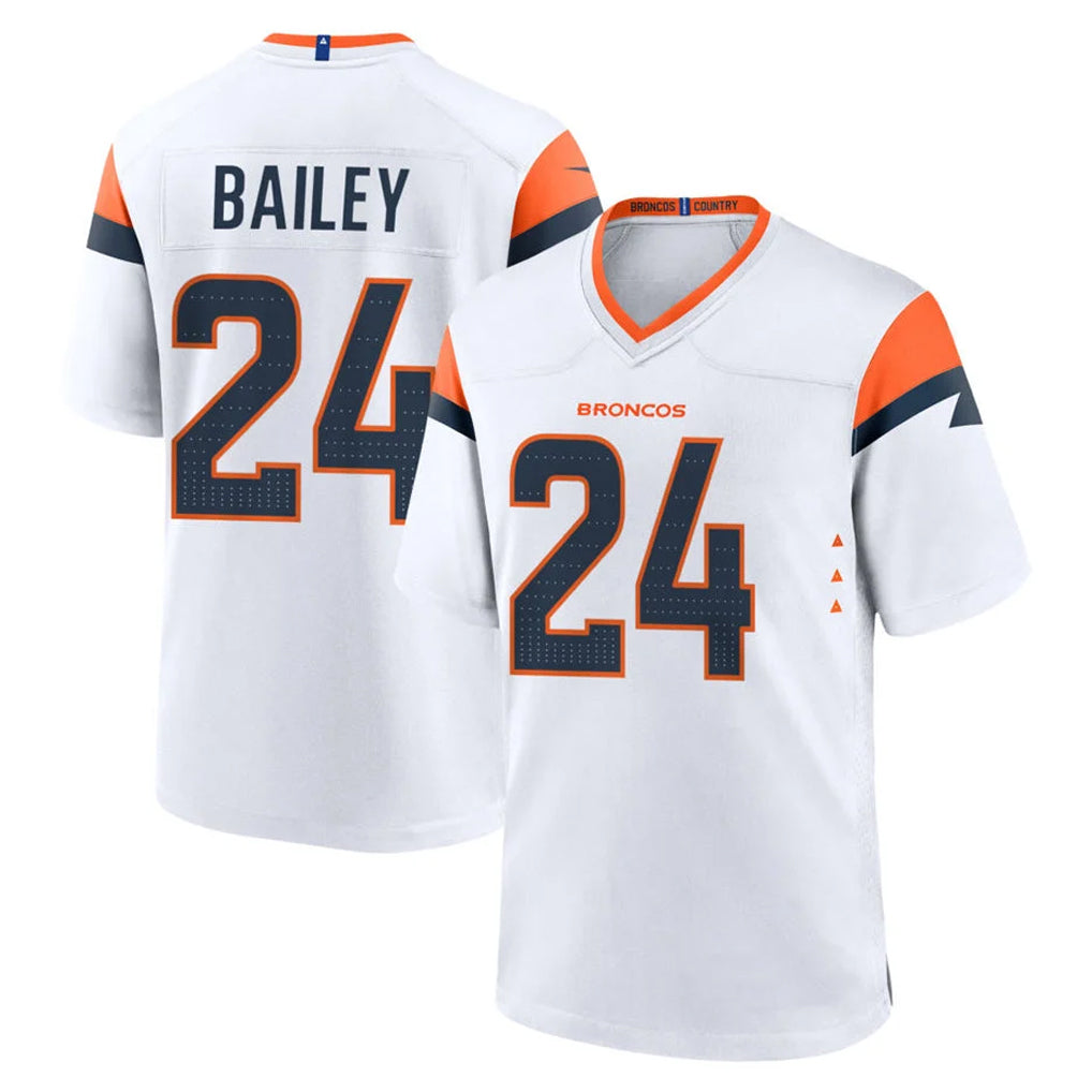 D.Broncos #24 Champ Bailey Player White Home Game Odoa Stitched Jerseys