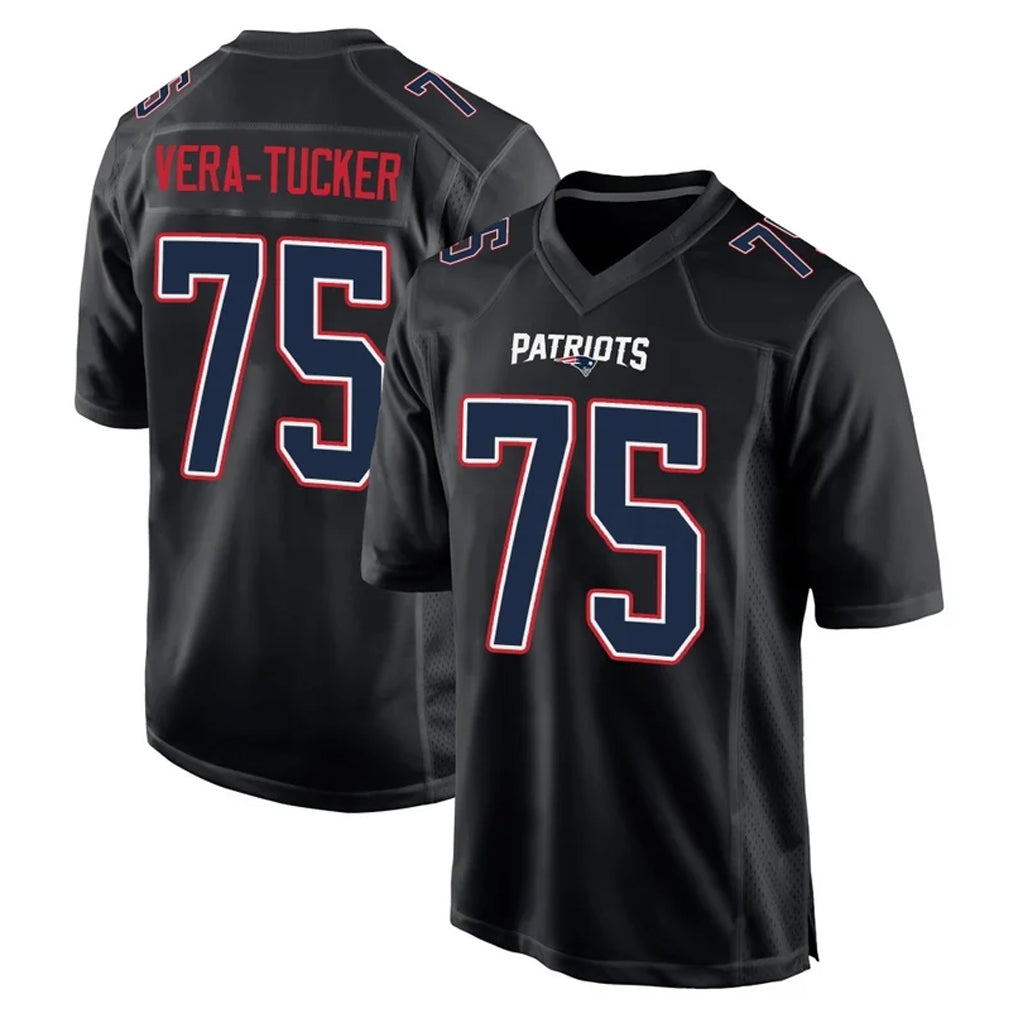 NE.Patriots #75 Alijah Vera-Tucker Player Carbon Fashion Limited Home Game Odoa Stitched Jerseys