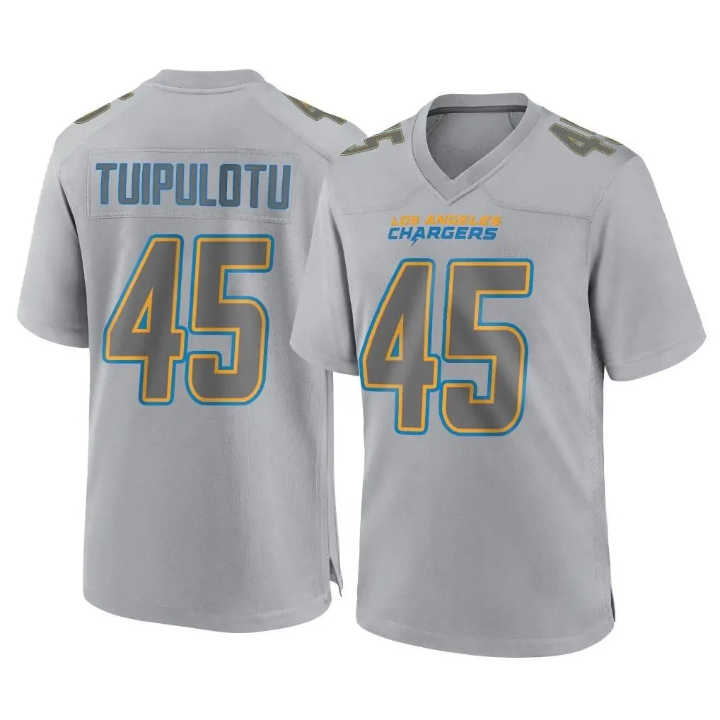 LA.Chargers #45 Tuli Tuipulotu Player Gray Atmosphere Fashion Home Game Odoa Stitched Jerseys