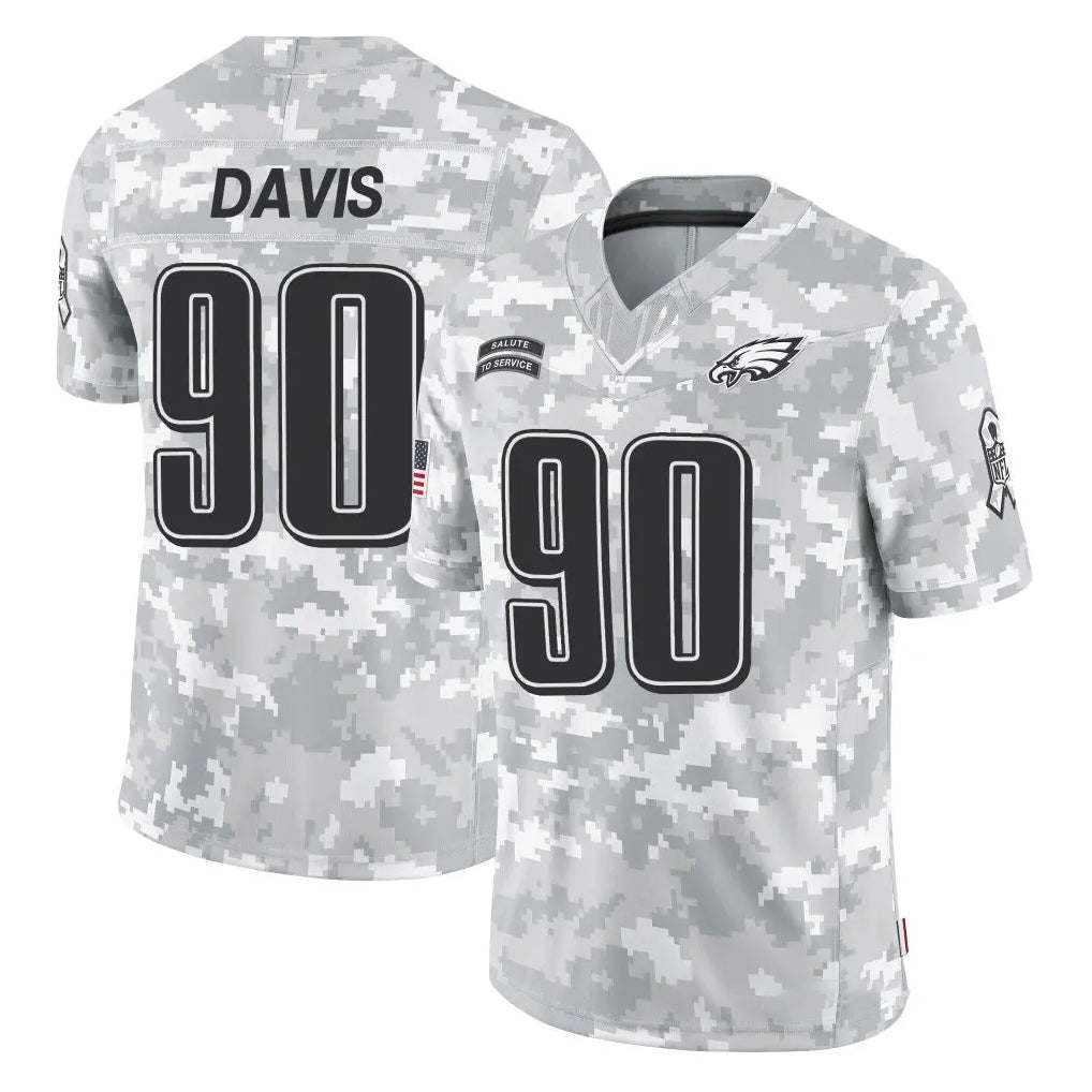P.Eagles #90 Jordan Davis Player Arctic Camo Salute to Service Limited Game Odoa Stitched Jerseys