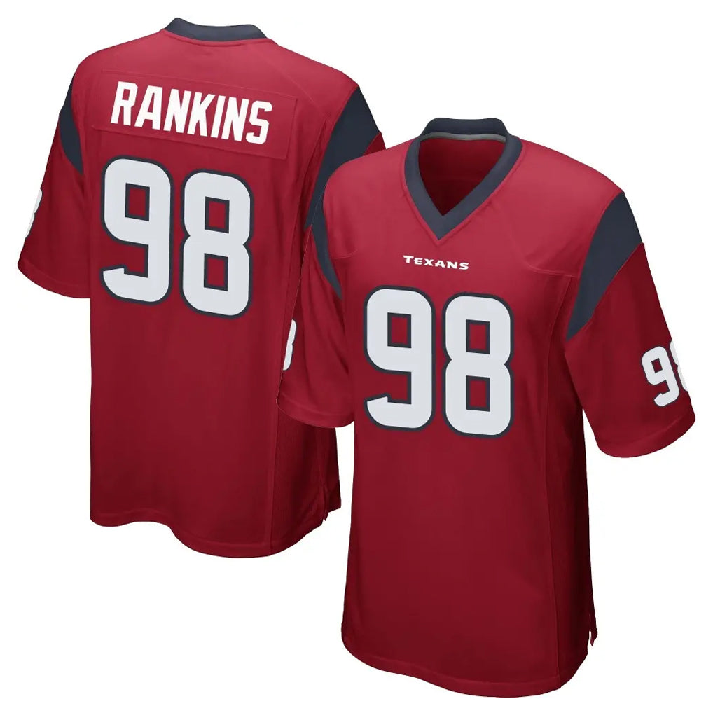 H.Texans #98 Sheldon Rankins Player Red Home Game Odoa Stitched Jerseys