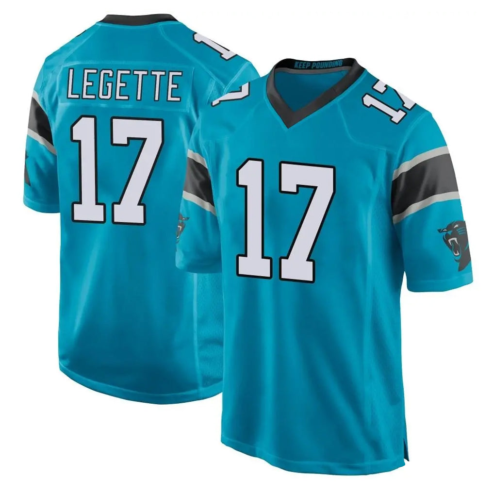 C.Panthers #17 Xavier Legette Player Blue Game Odoa Stitched Jerseys