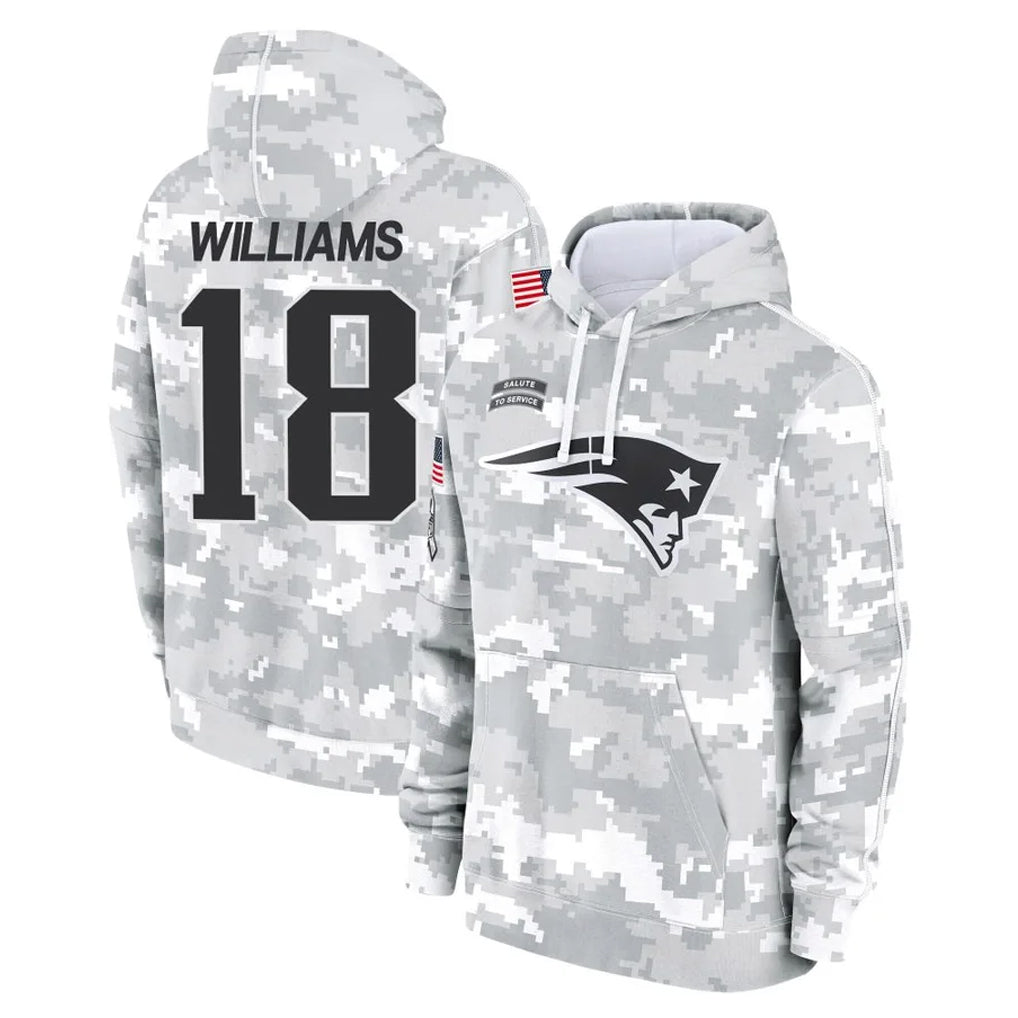 NE.Patriots #18 Kyle Williams Player Arctic Camo Salute to Service Pullover Hoodies Limited Game Odoa Stitched Jerseys