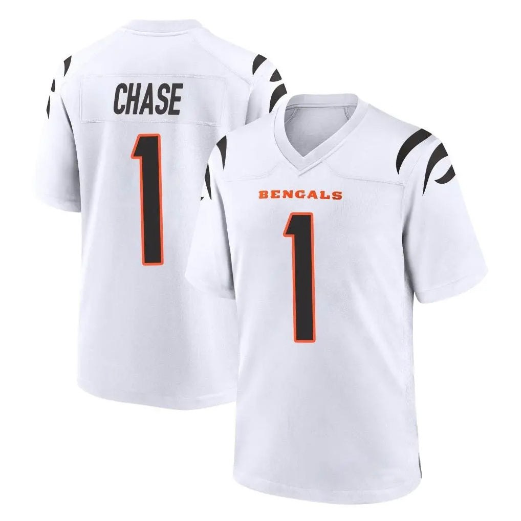 C.Bengals #1 Ja'Marr Chase Player White Home Game Odoa Stitched Jerseys