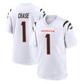 C.Bengals #1 Ja'Marr Chase Player White Home Game Odoa Stitched Jerseys