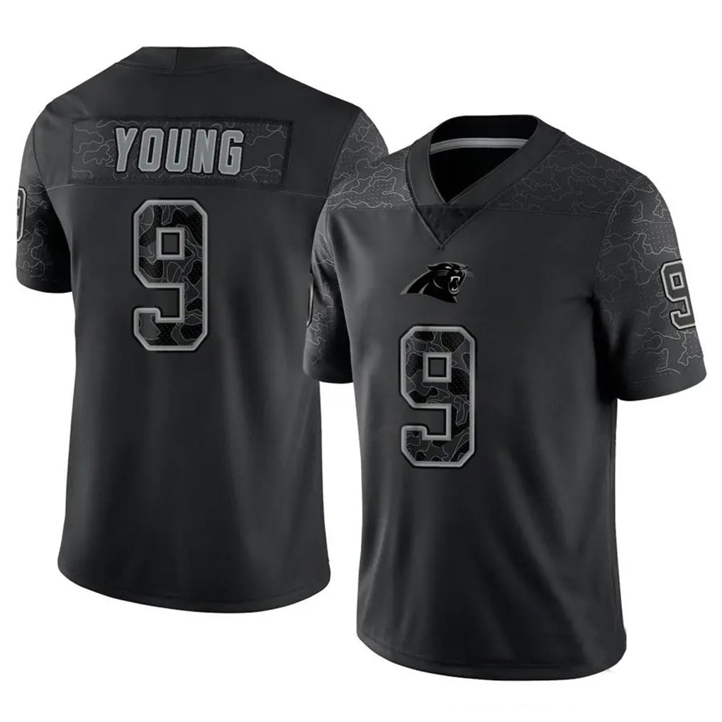 C.Panthers #9 Bryce Young Player Black REFLECTIVE Limited Game Odoa Stitched Jerseys