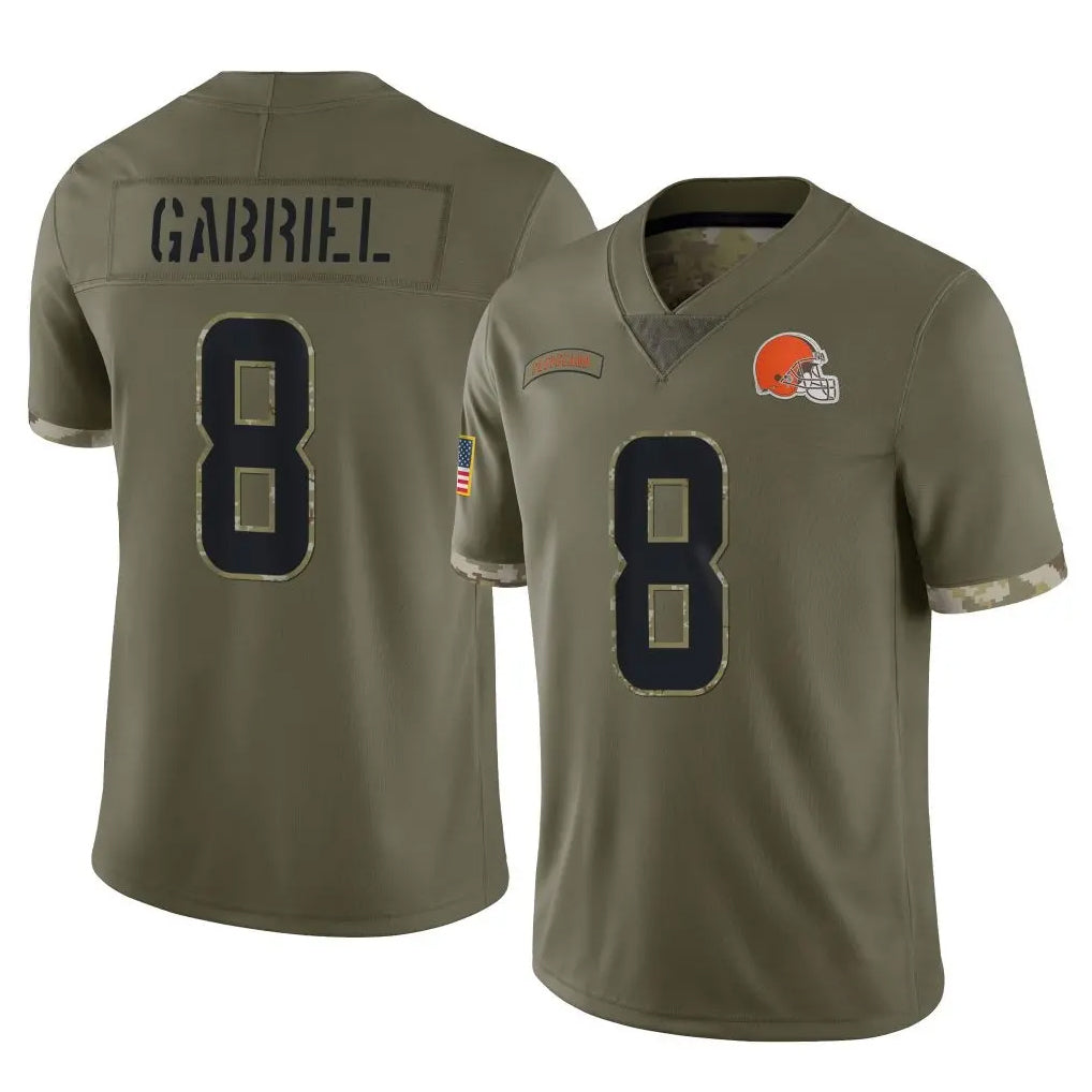 C.Browns #8 Dillon Gabriel Player Olive Salute to Service Limited Game Odoa Stitched Jerseys