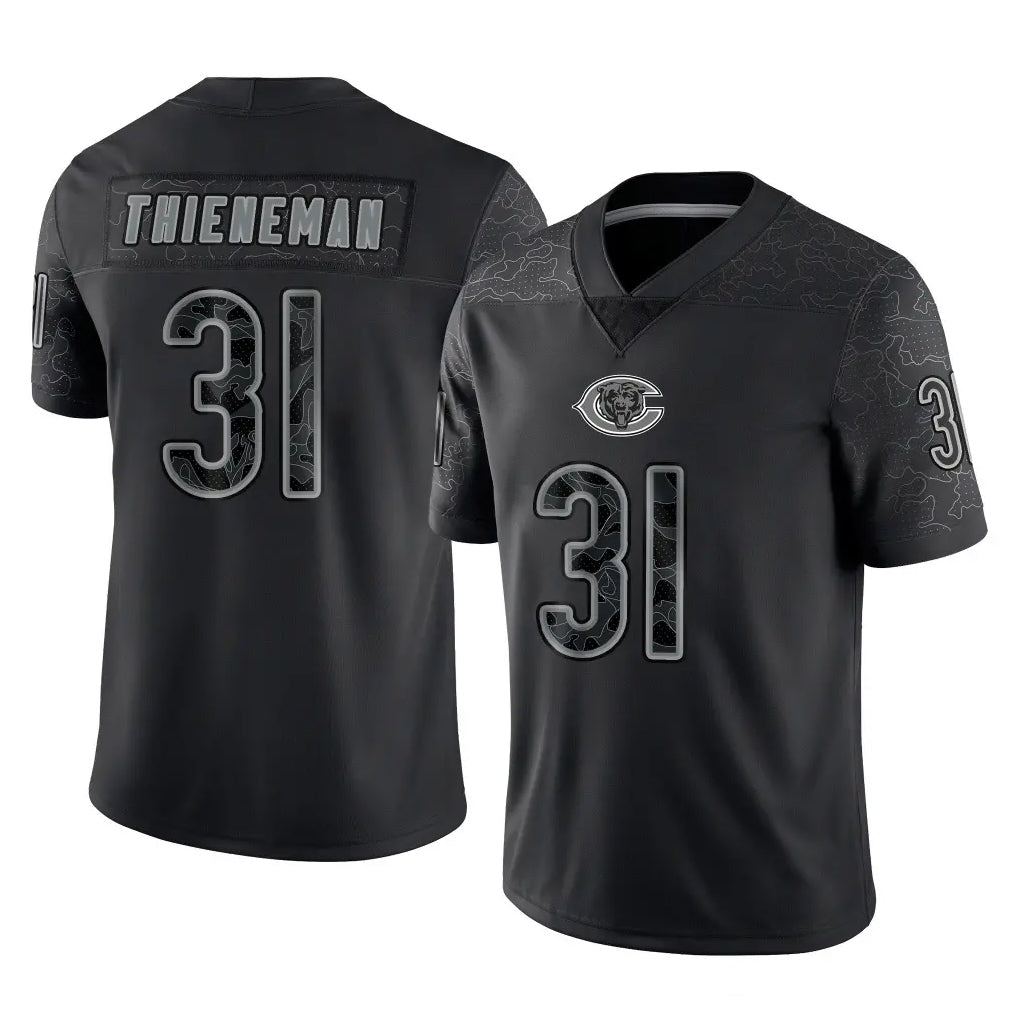 C.Bears #31 Dillon Thieneman Player Black REFLECTIVE Limited Game Odoa Stitched Jerseys