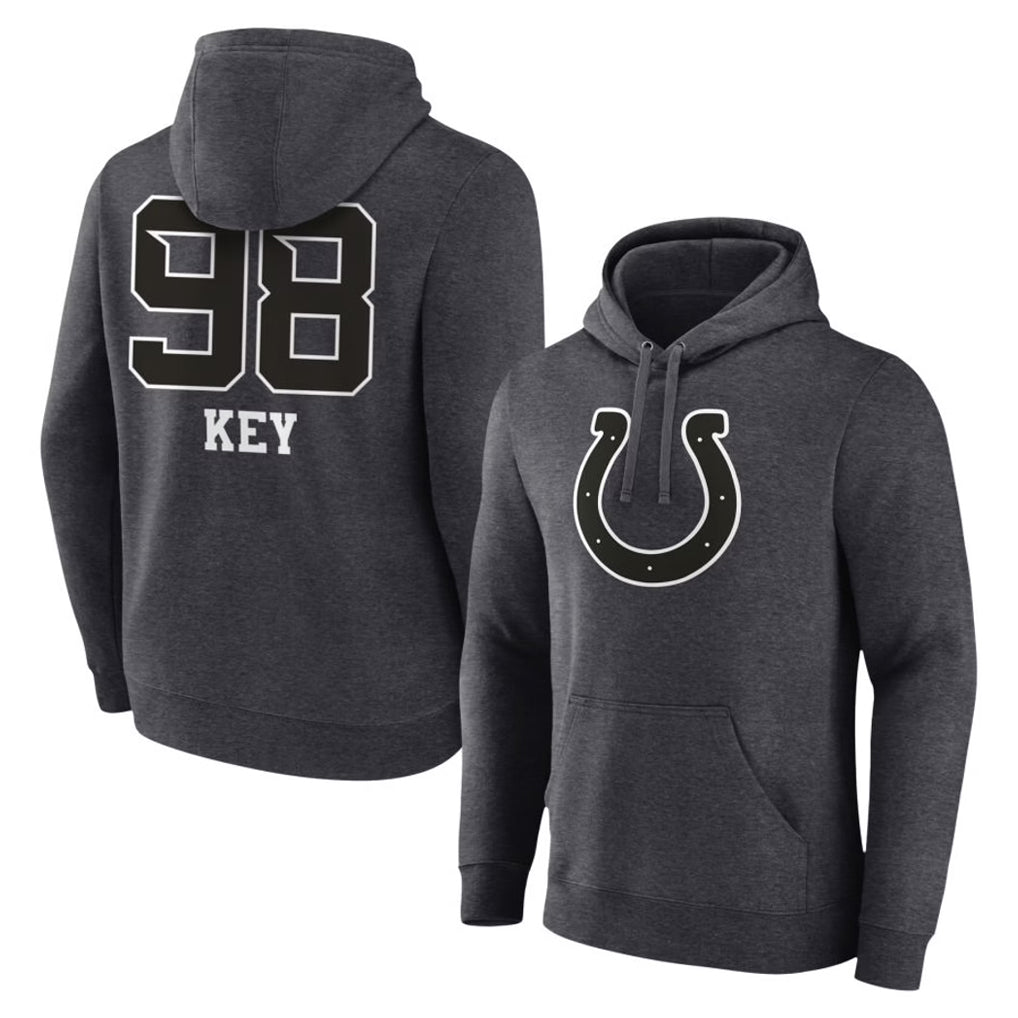 IN.Colts #98 Arden Key Player Charcoal Pullover Hoodies Limited Game Odoa Stitched Jerseys