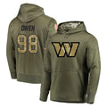 W.Commanders #98 Odafe Oweh Player Olive Salute to Service Pullover Hoodie Limited Home Game Odoa Stitched Jerseys